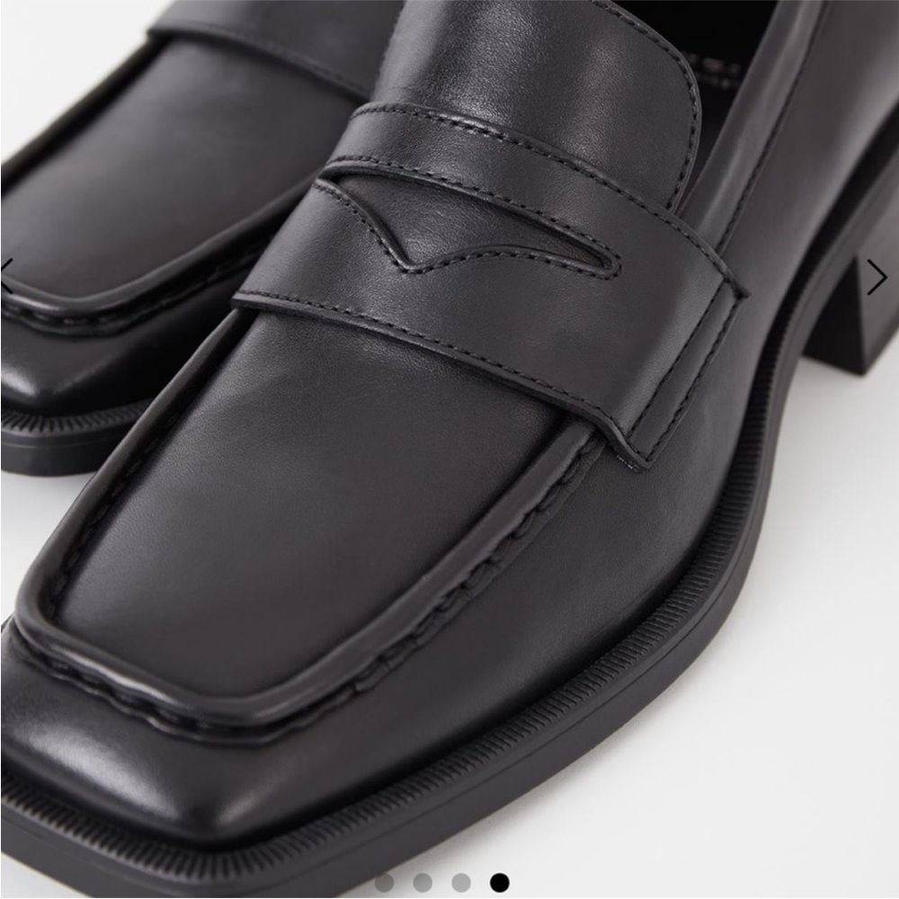 VAGABOND | Blanca Black Leather Block Heel Penny Loafer Square Toe Size EU40 - Picture 4 of 5